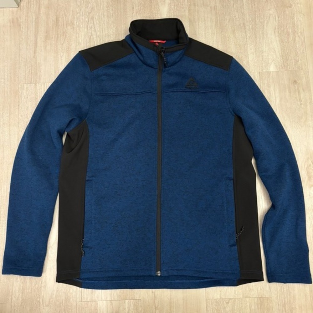 Gerry Jacket Men's L Blue Black Full Zip‎ Knit Fleece Casual Hiking Outdoor